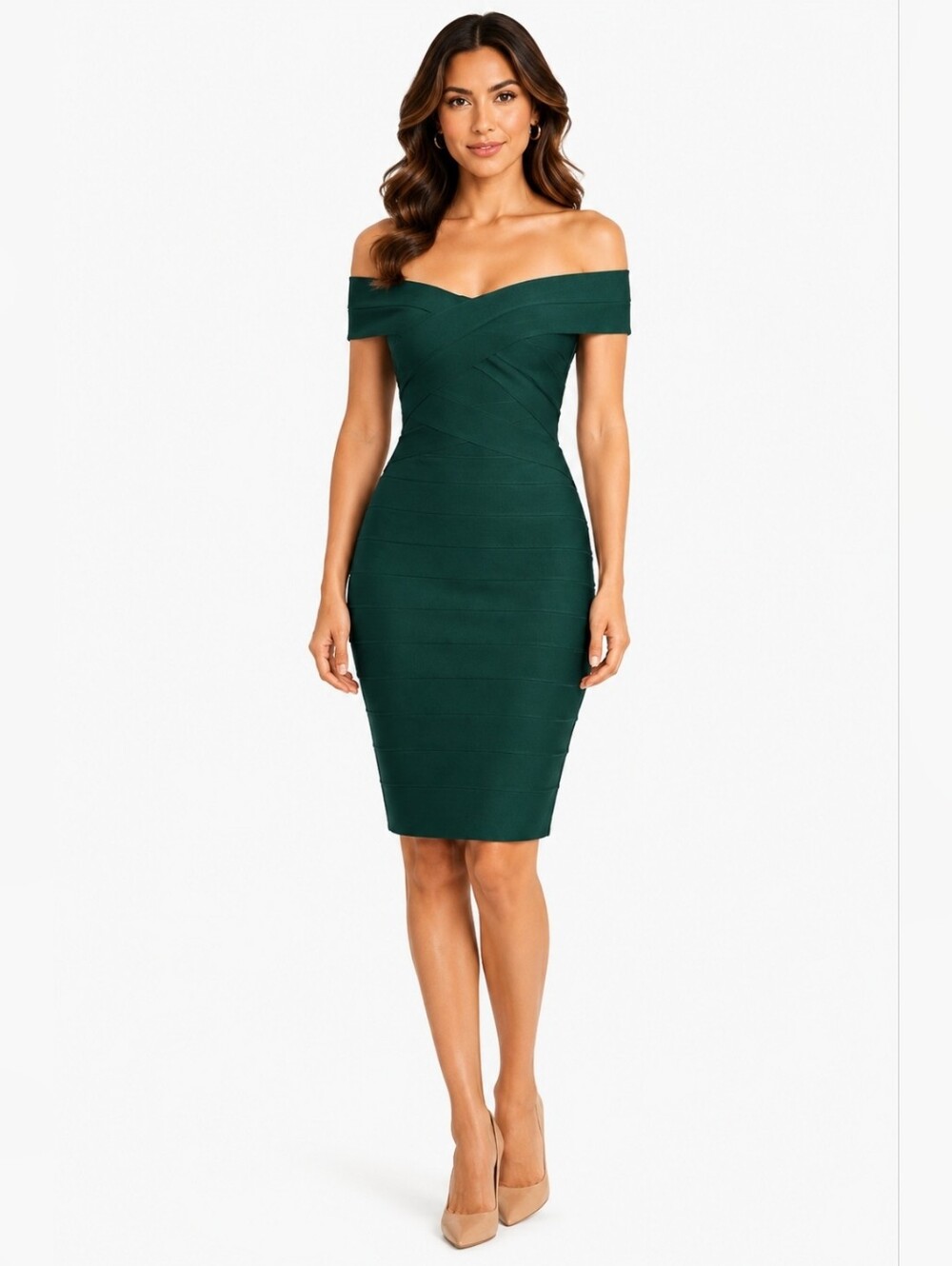 WOW Couture Off-the-Shoulder Body-Con Dress Medium Green